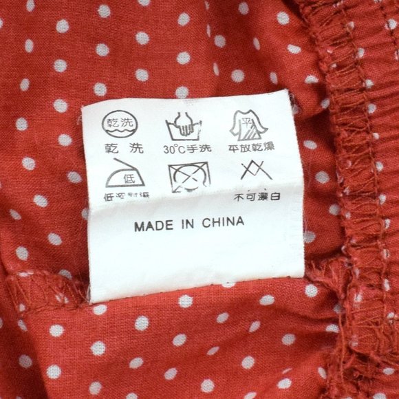 Cumar Italy Drop Waist Red Polka Dot Blouse M - Picture 8 of 8